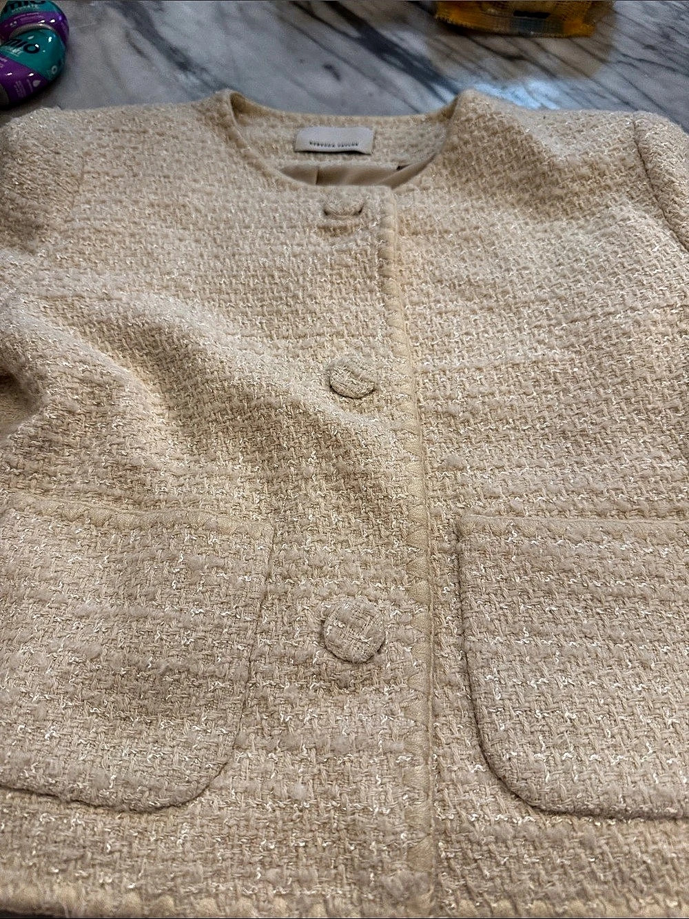 Rebecca Taylor Boucle Jacket in Cream Size 10 Like New